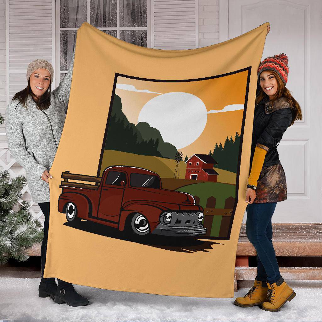 Field Farm Truck Cartoon Premium Blanket - Top Content | POD Collection | Free Shipping