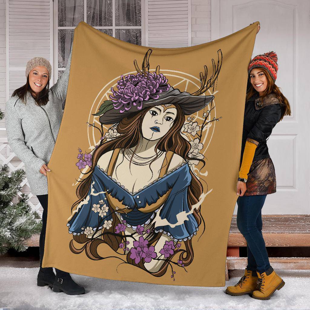 Vintage Women Premium Blanket, Beautiful Cartoon Drawing - Top Content | POD Collection | Free Shipping