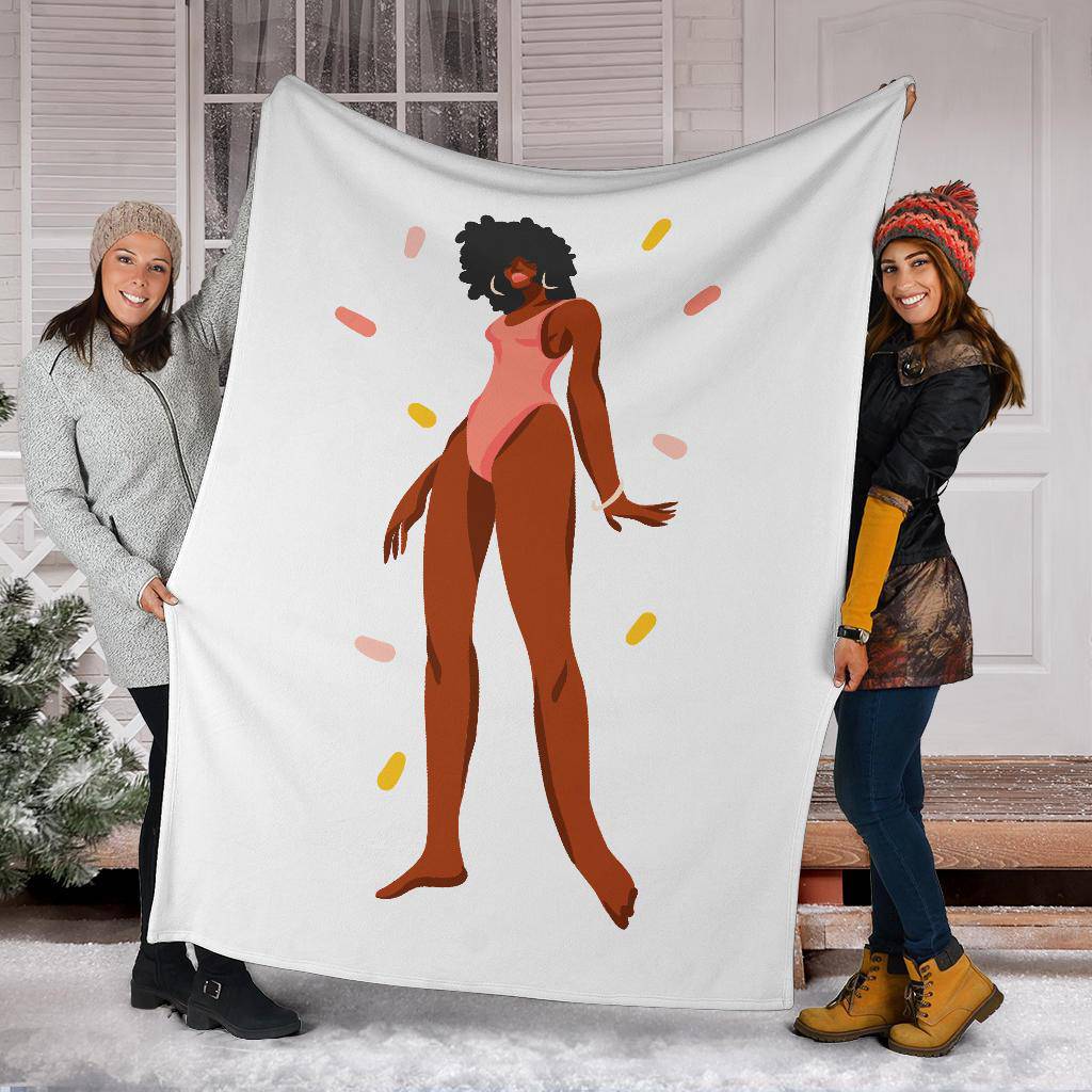 Hand Drawn Afro Woman Cartoon, Summer Premium Blanket - Top Content | POD Collection | Free Shipping