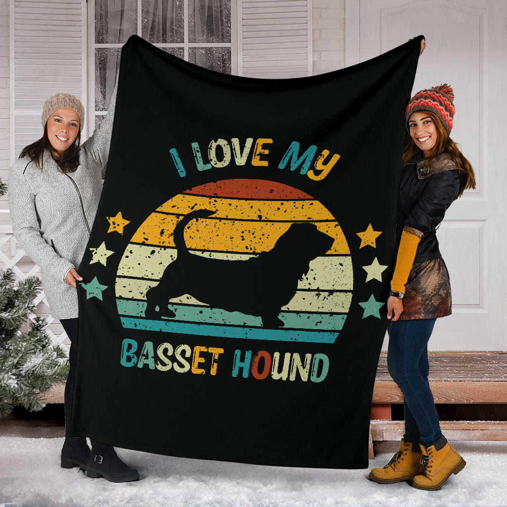 Basset Hound Blanket, Basset Hound Retro Blanket, Basset Hound Throw Blanket, Basset Hound Gifts