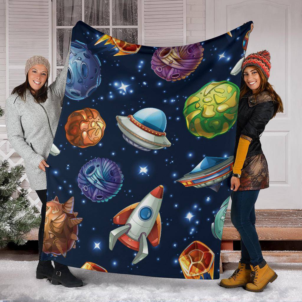 Stars Ships Moons Planet Space Premium Blanket - Top Content | POD Collection | Free Shipping