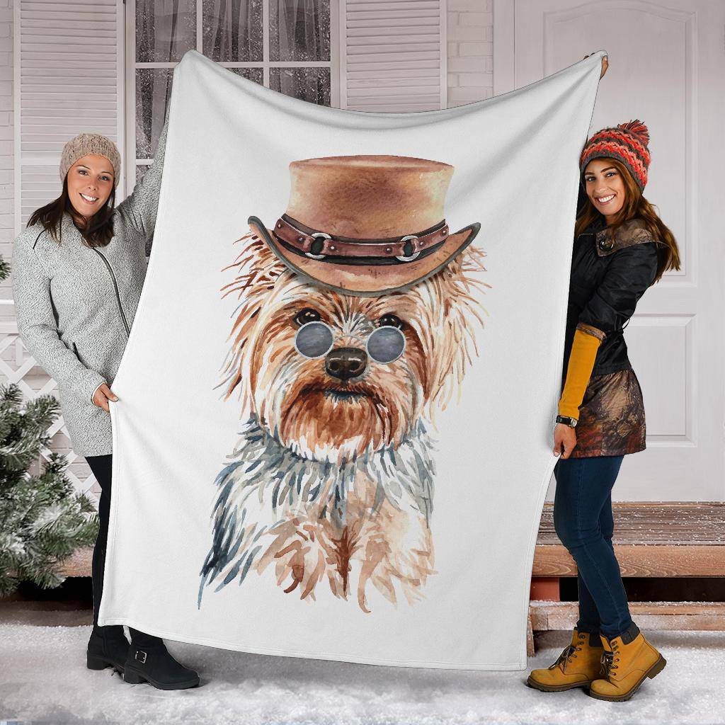 Yorkshire Terrier Watercolour Portrait Premium Blanket, Cute Dog Cartoon - Top Content | POD Collection | Free Shipping