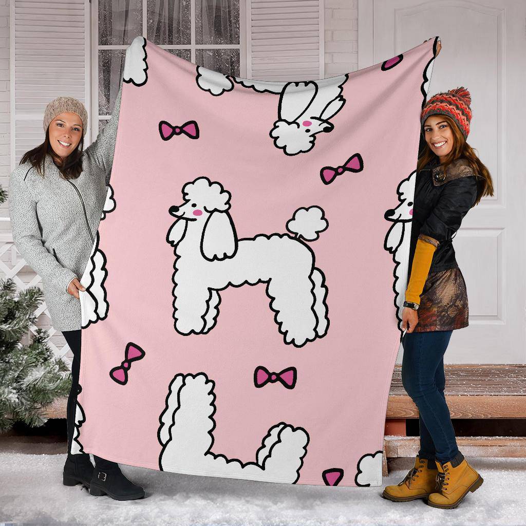 Premium Blanket Poodle Dog With Ribbon Cartoon Background - Top Content | POD Collection | Free Shipping