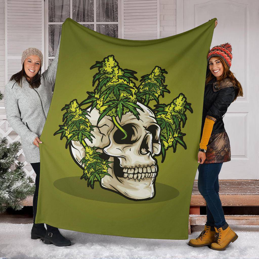 Skull Head Growing Cannabis Weed Plant Premium Blanket - Top Content | POD Collection | Free Shipping