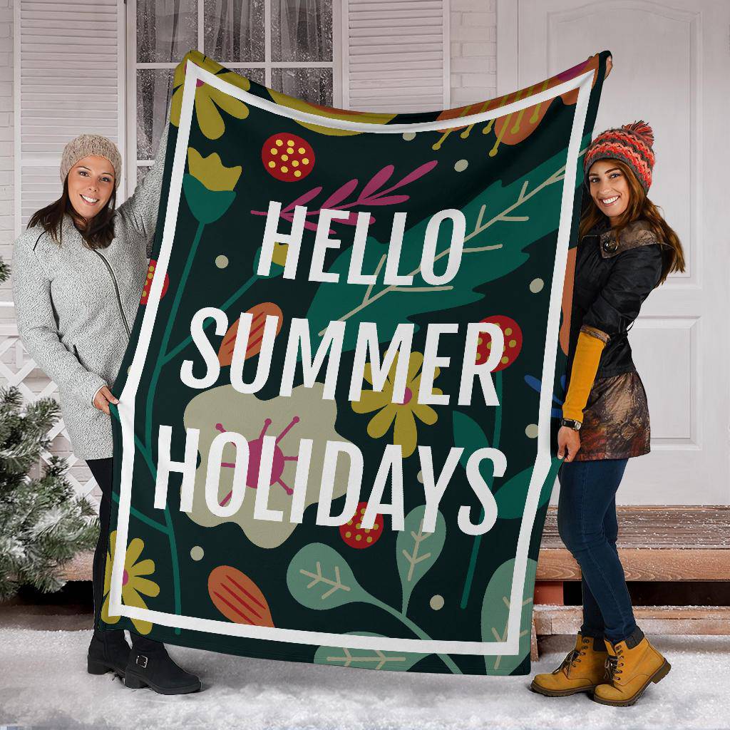 Hello Summer Holidays Floral Premium Blanket - Top Content | POD Collection | Free Shipping