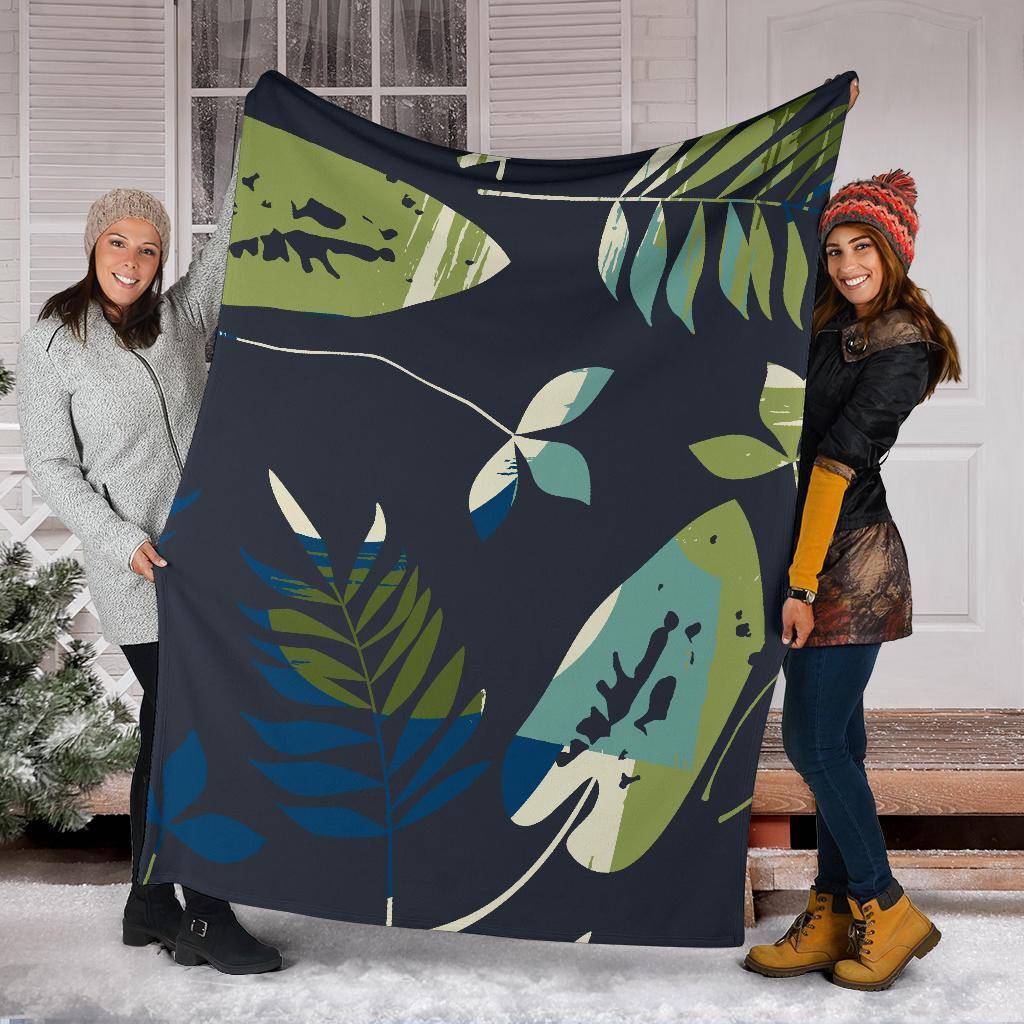 Leaves Nature Green Hand Drawn Premium Blanket - Top Content | POD Collection | Free Shipping