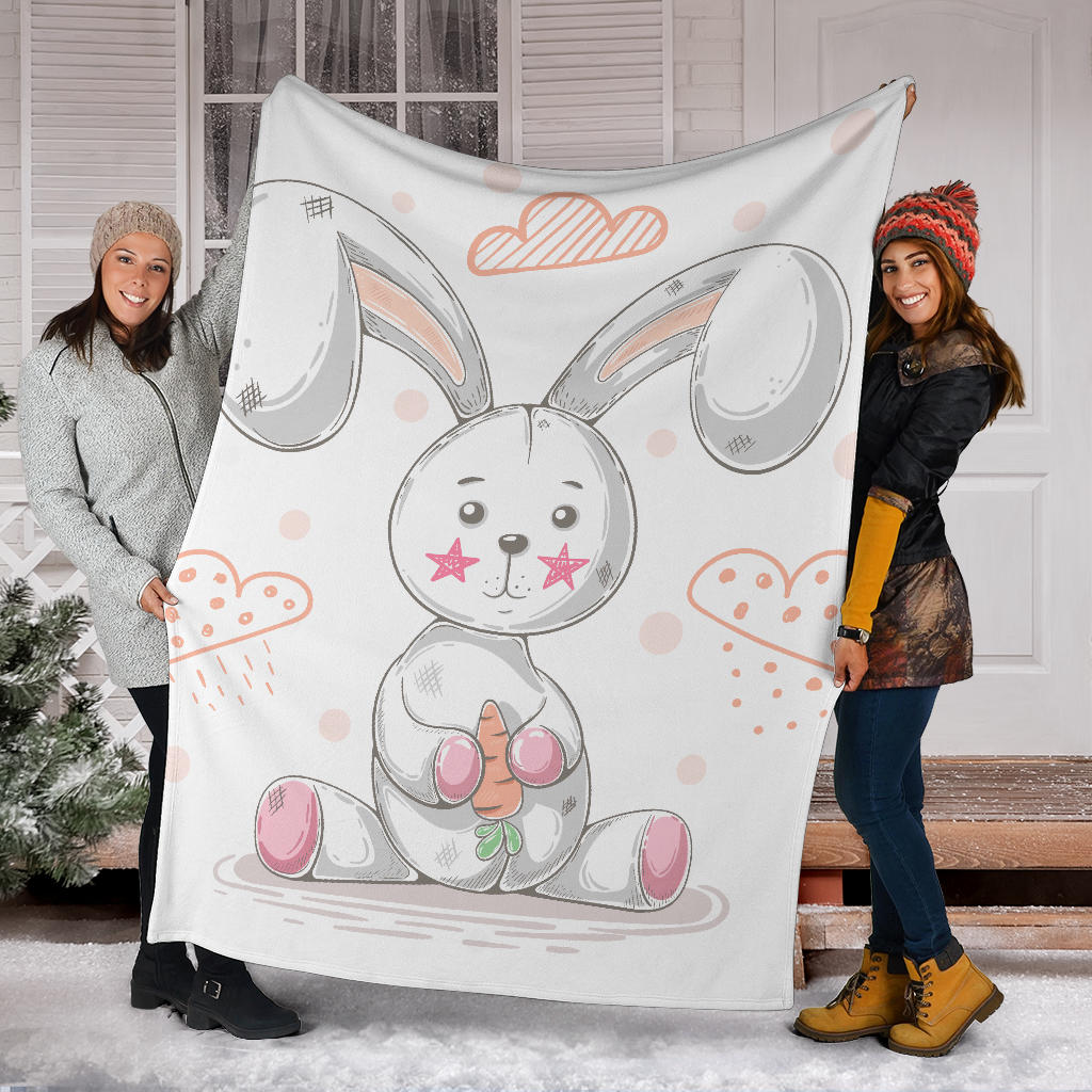 cute teddy rabbit cartoon illustration blanket - Top Content | POD Collection | Free Shipping