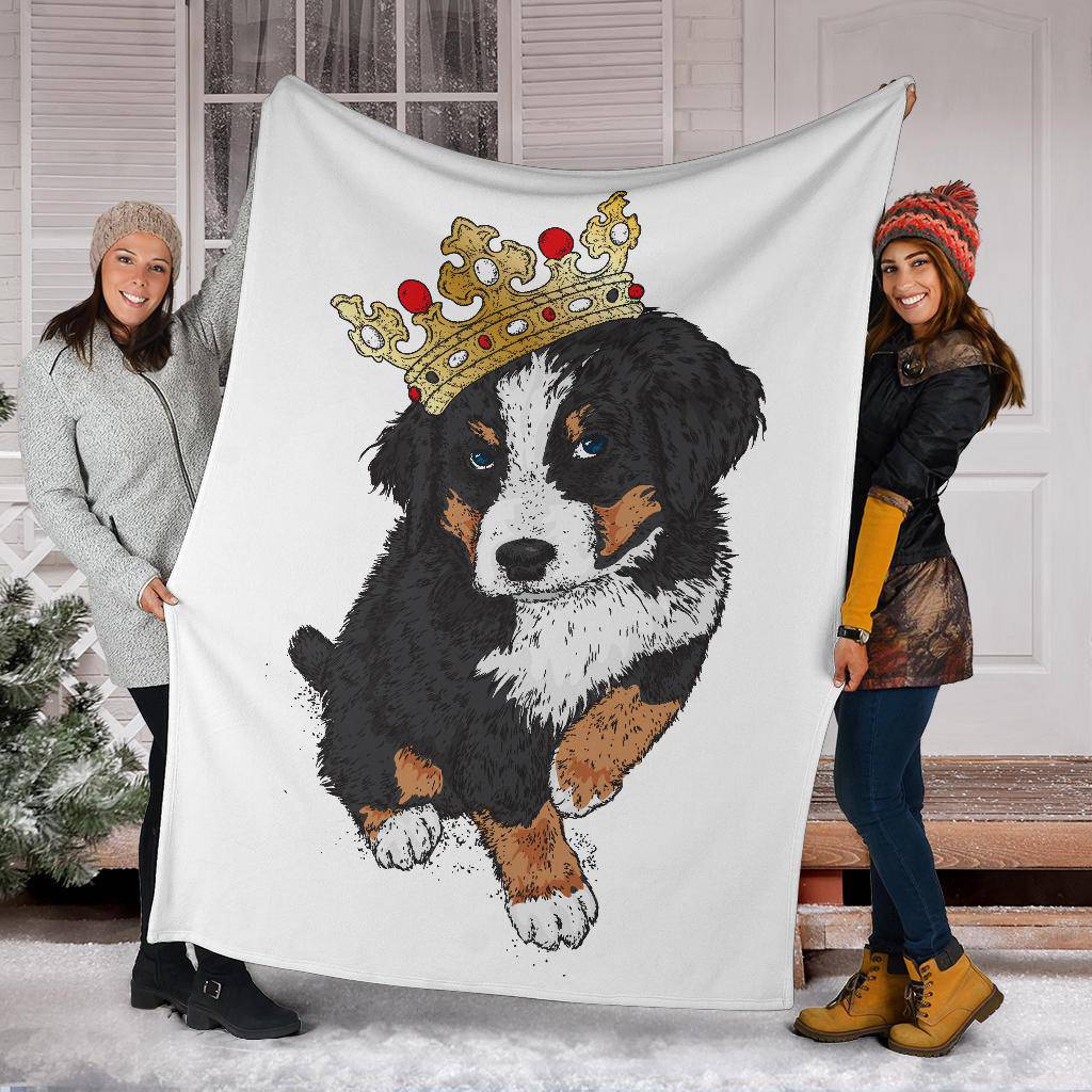 Premium Blanket Cute Bernese Zenenhund Dog Puppy Crown Cartoon - Top Content | POD Collection | Free Shipping