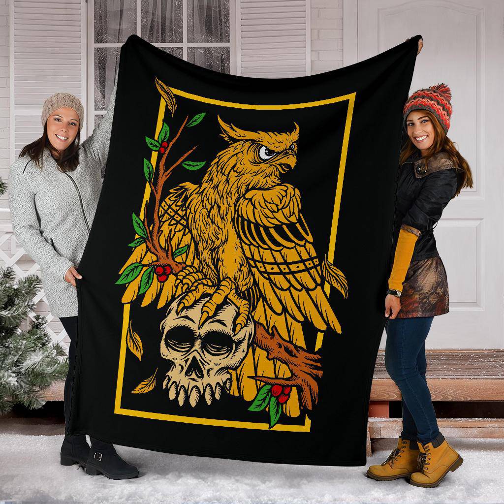 Hand Drawing Eagle Skull Head Illustration Premium Blanket - Top Content | POD Collection | Free Shipping