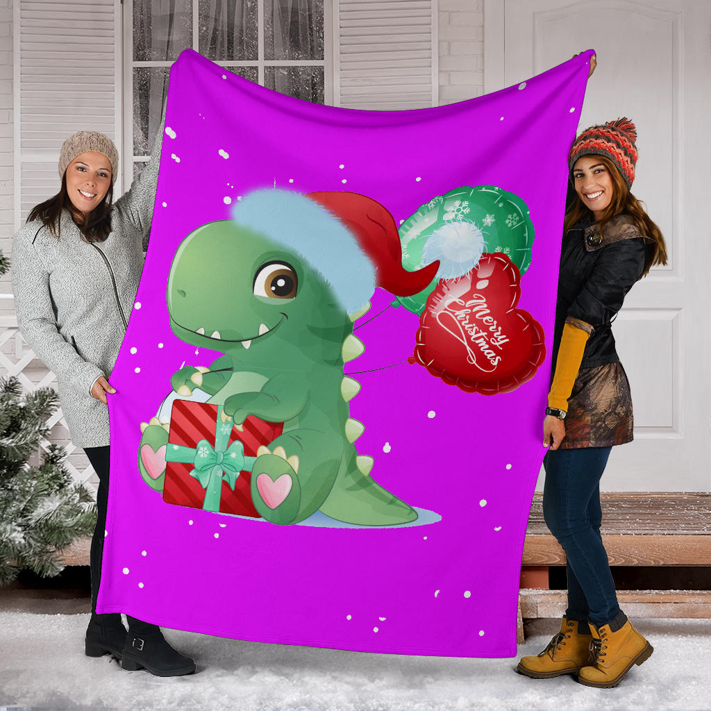 cute dinosaur merry christmas baloon pink blanket - Top Content | POD Collection | Free Shipping