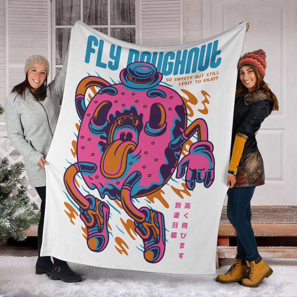 Fly Sweet Doughnut Art Cartoon Premium Blanket - Top Content | POD Collection | Free Shipping