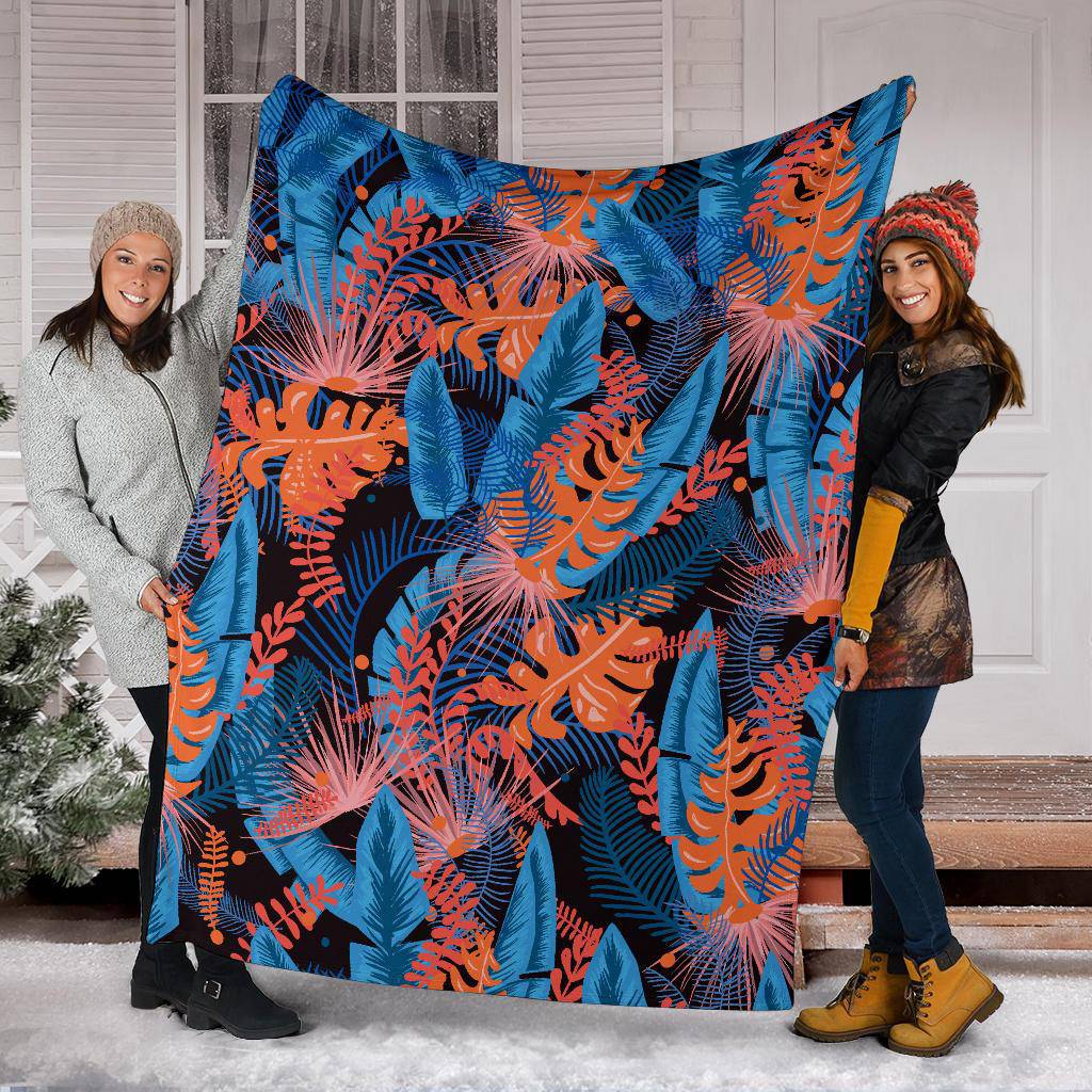 Jungle Dark Leaves Pattern Premium Blanket - Top Content | POD Collection | Free Shipping