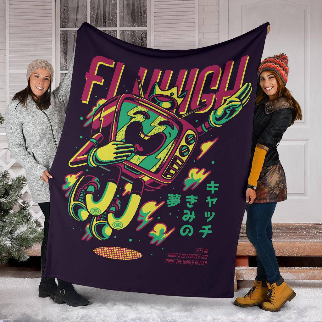 Fly High Make The World Better Figure Cartoon Premium Blanket - Top Content | POD Collection | Free Shipping