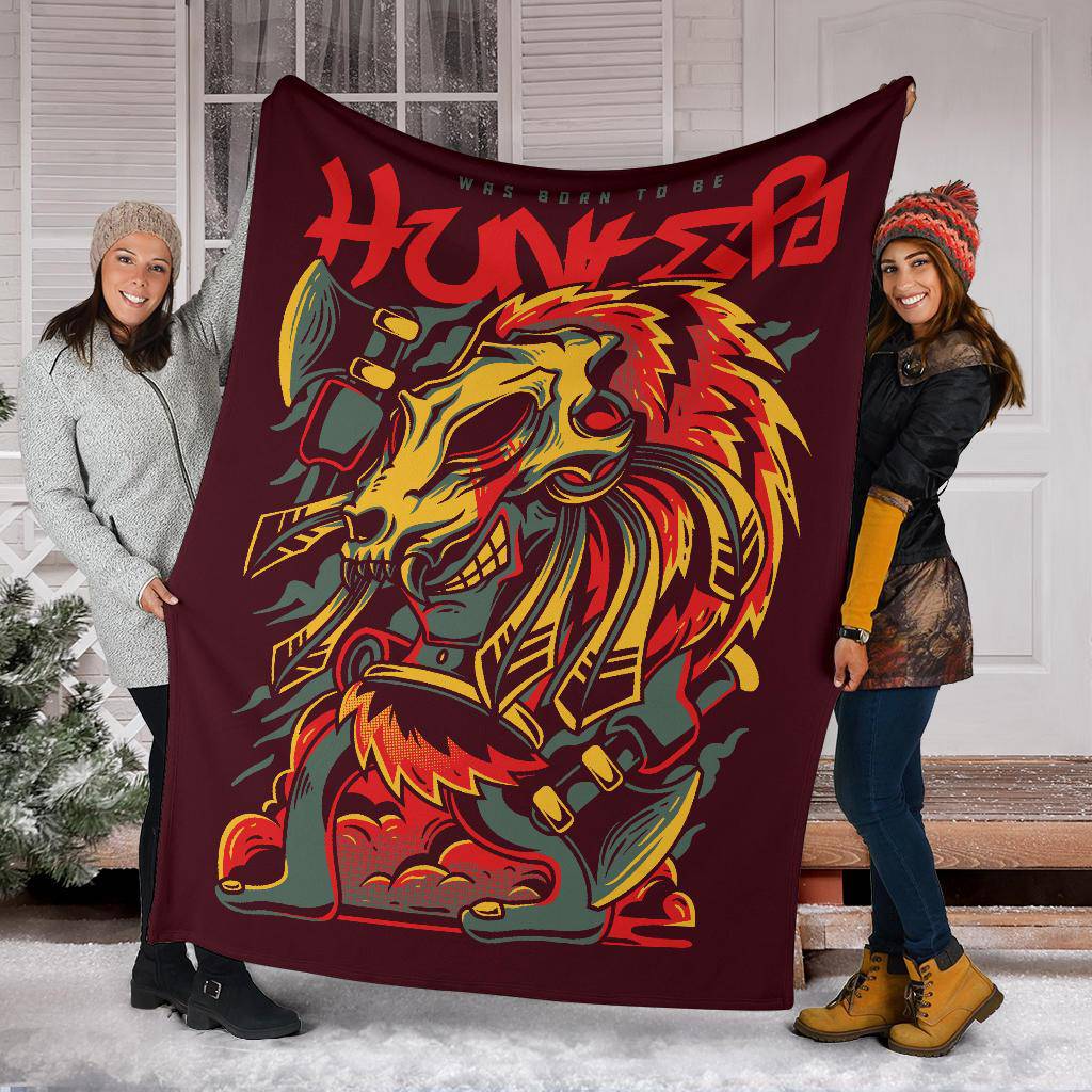 Premium Blanket Cartoon Was Born To Be Hunter - Top Content | POD Collection | Free Shipping