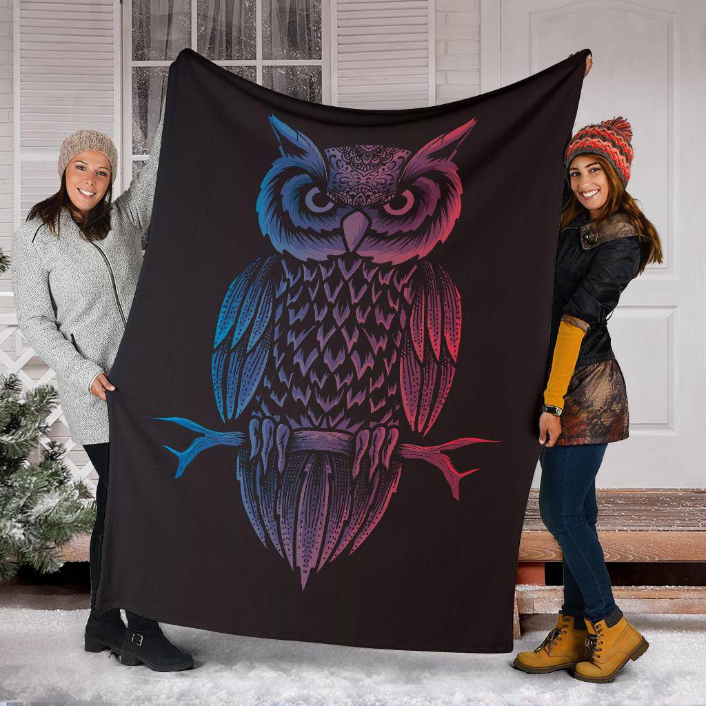 Owl Bird Neon Animal Premium Blanket - Top Content | POD Collection | Free Shipping