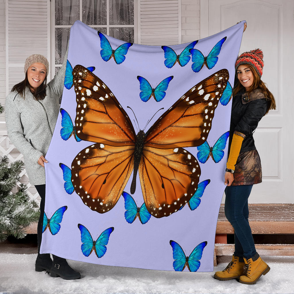 big butterfly with blue butterflies blanket - Top Content | POD Collection | Free Shipping