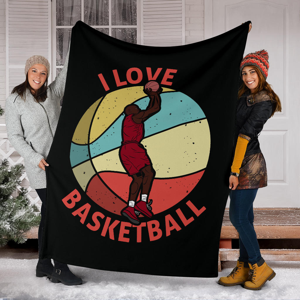 I love basketball mockup design retro style blanket - Top Content | POD Collection | Free Shipping