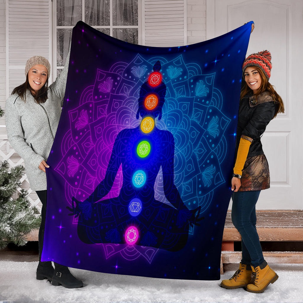 chakras body silhouette meditation blanket - Top Content | POD Collection | Free Shipping