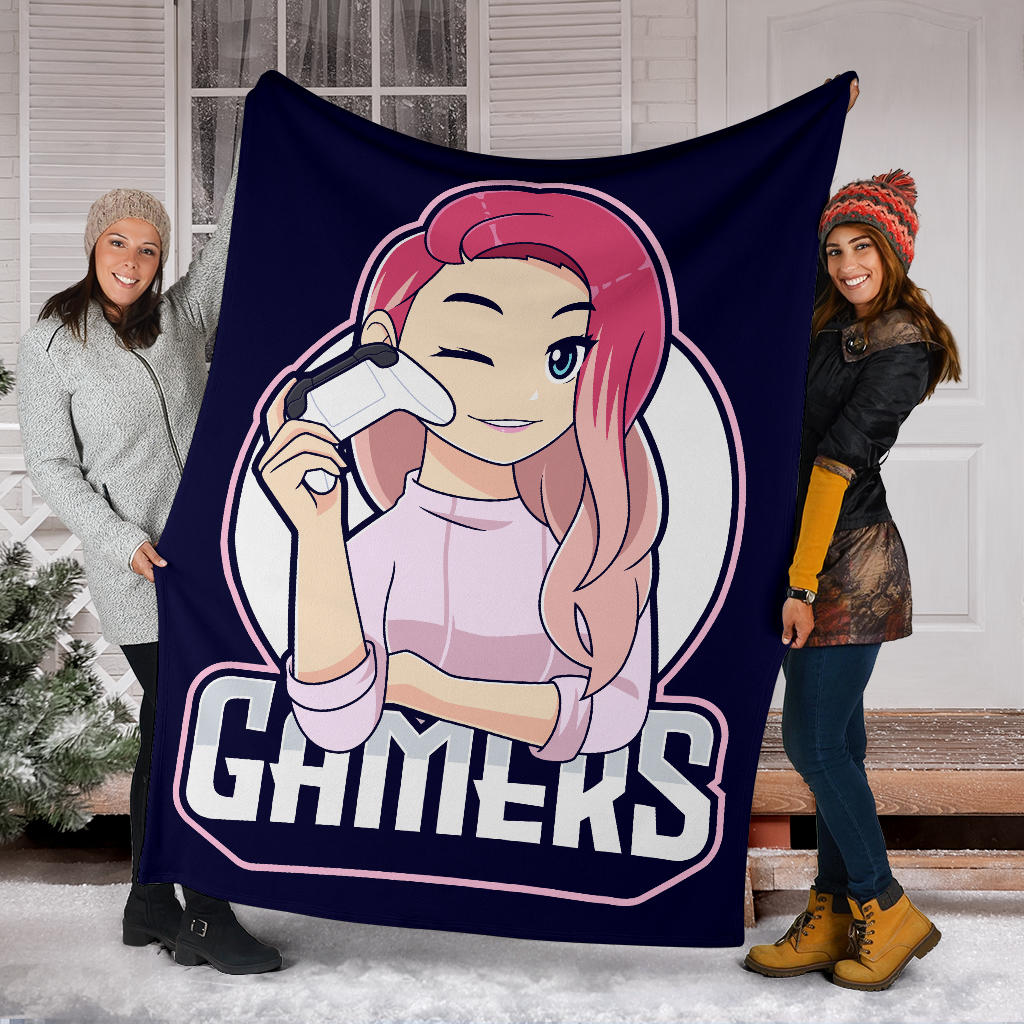 Pink Hair Girl Gamer Blanket