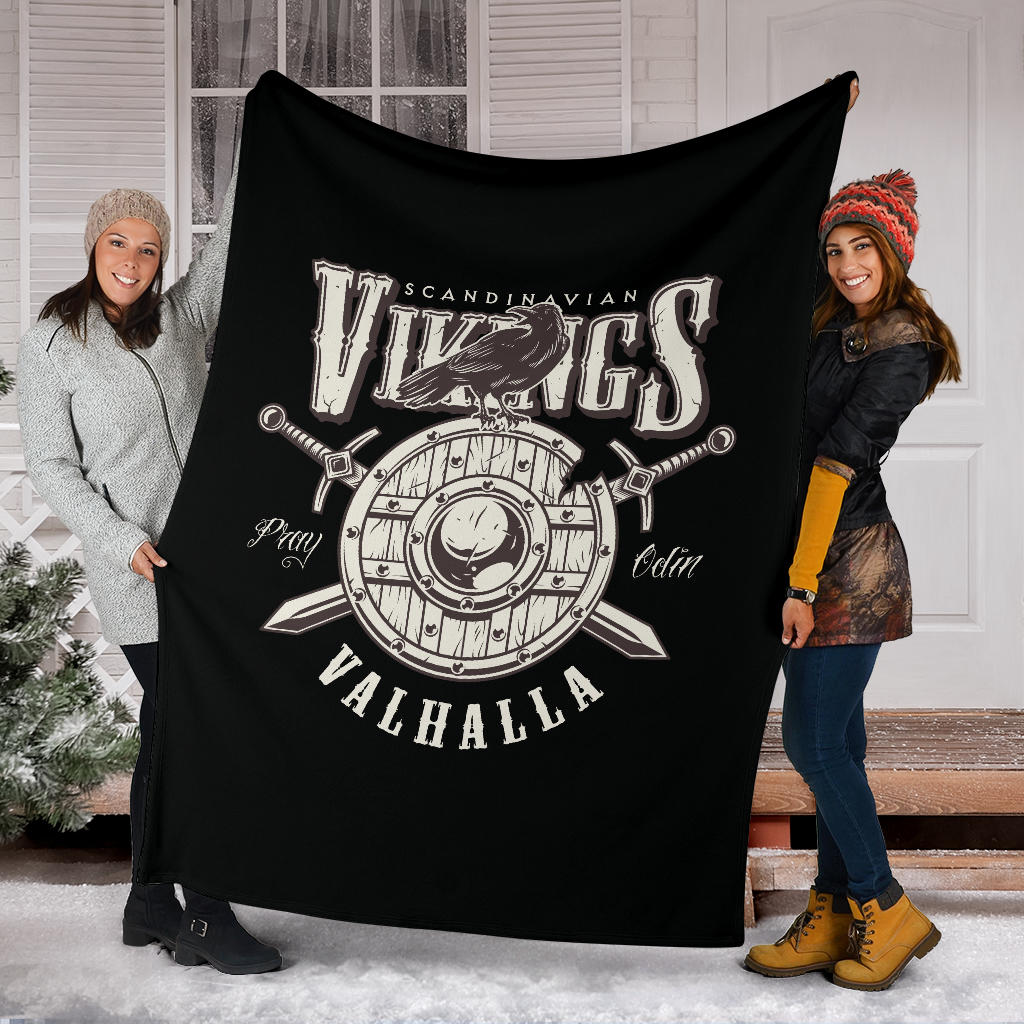 Raven Viking Blanket, Valhalla Throw Blanket