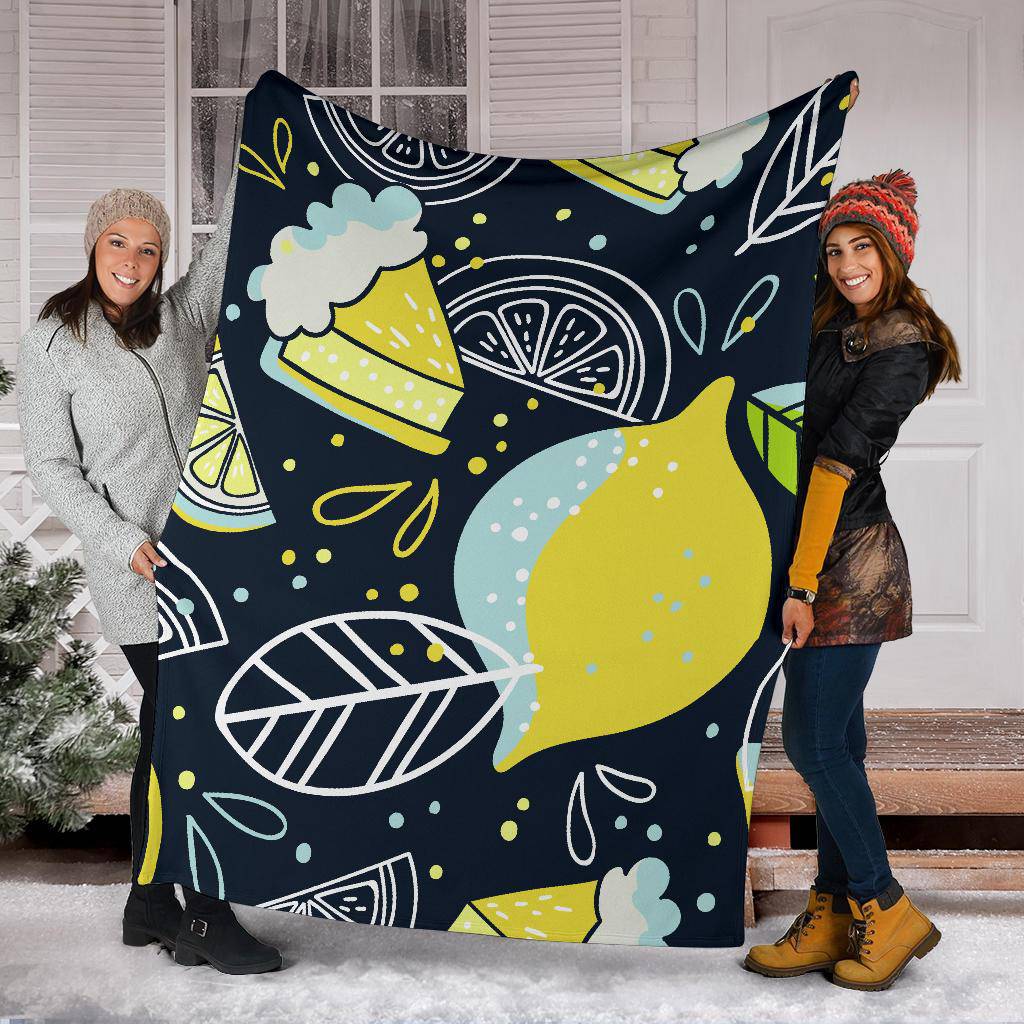 Hand Drawn Lemon Doodle Art Premium Blanket - Top Content | POD Collection | Free Shipping