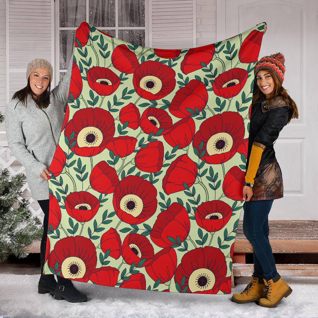 Beautiful Poppie Flowers Plants Premium Blanket - Top Content | POD Collection | Free Shipping