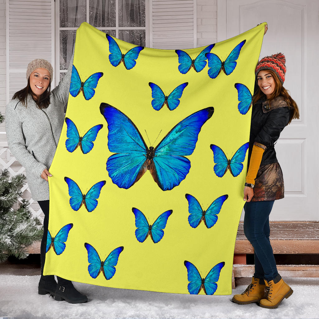 yellow with blue butterflies blanket - Top Content | POD Collection | Free Shipping