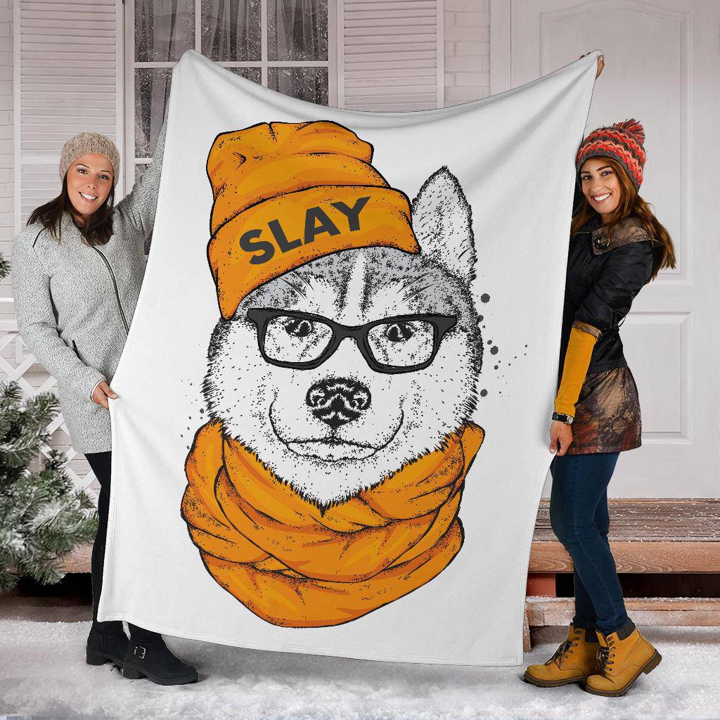 Stylish Slay Husky Cartoon Premium Blanket - Top Content | POD Collection | Free Shipping