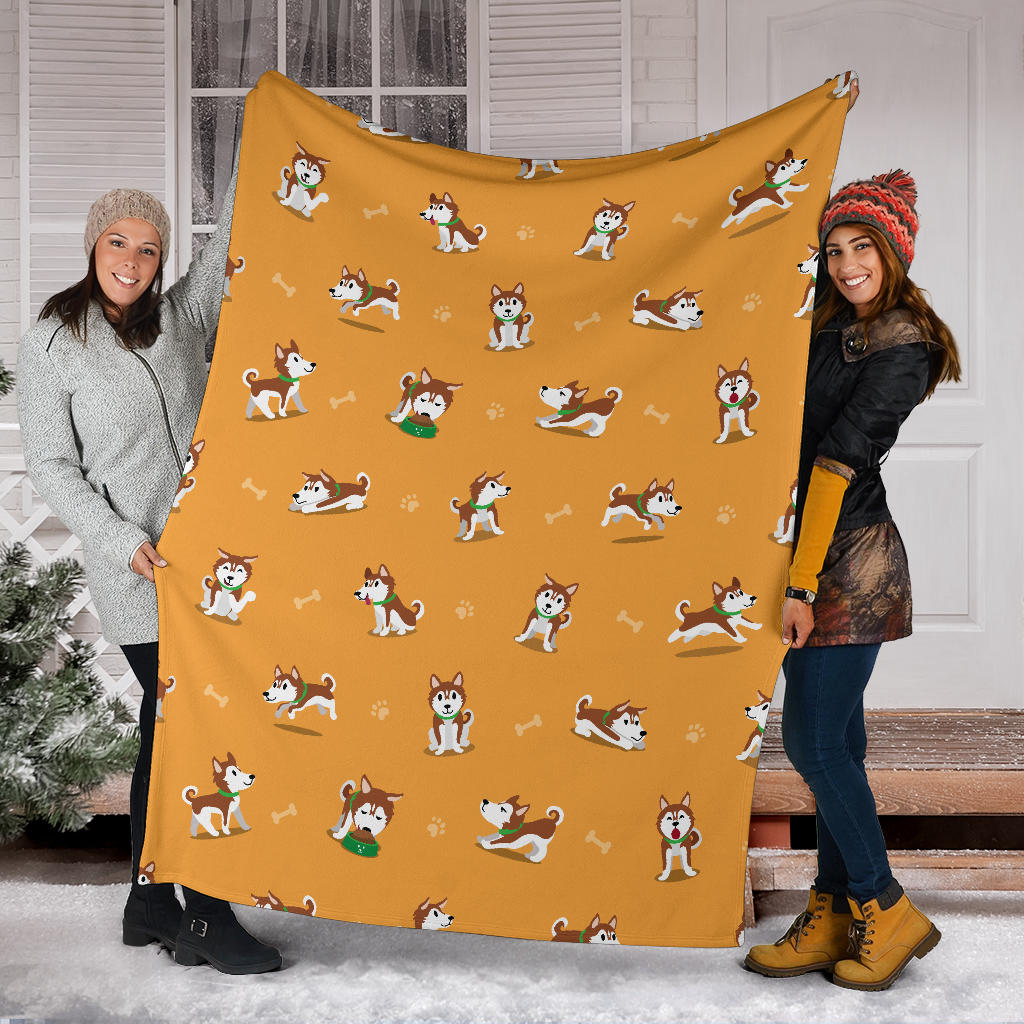 Siberian Husky Paws and Bones Blanket