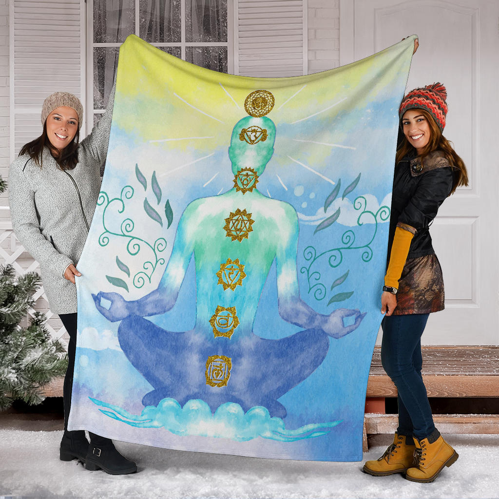 chakras meditation illustration blanket - Top Content | POD Collection | Free Shipping