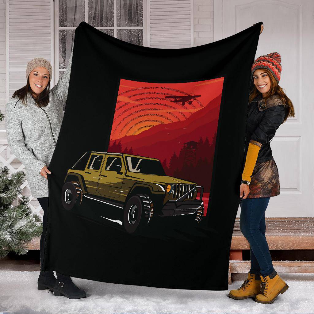 Sunset Car 4x4 Adventure Premium Blanket - Top Content | POD Collection | Free Shipping