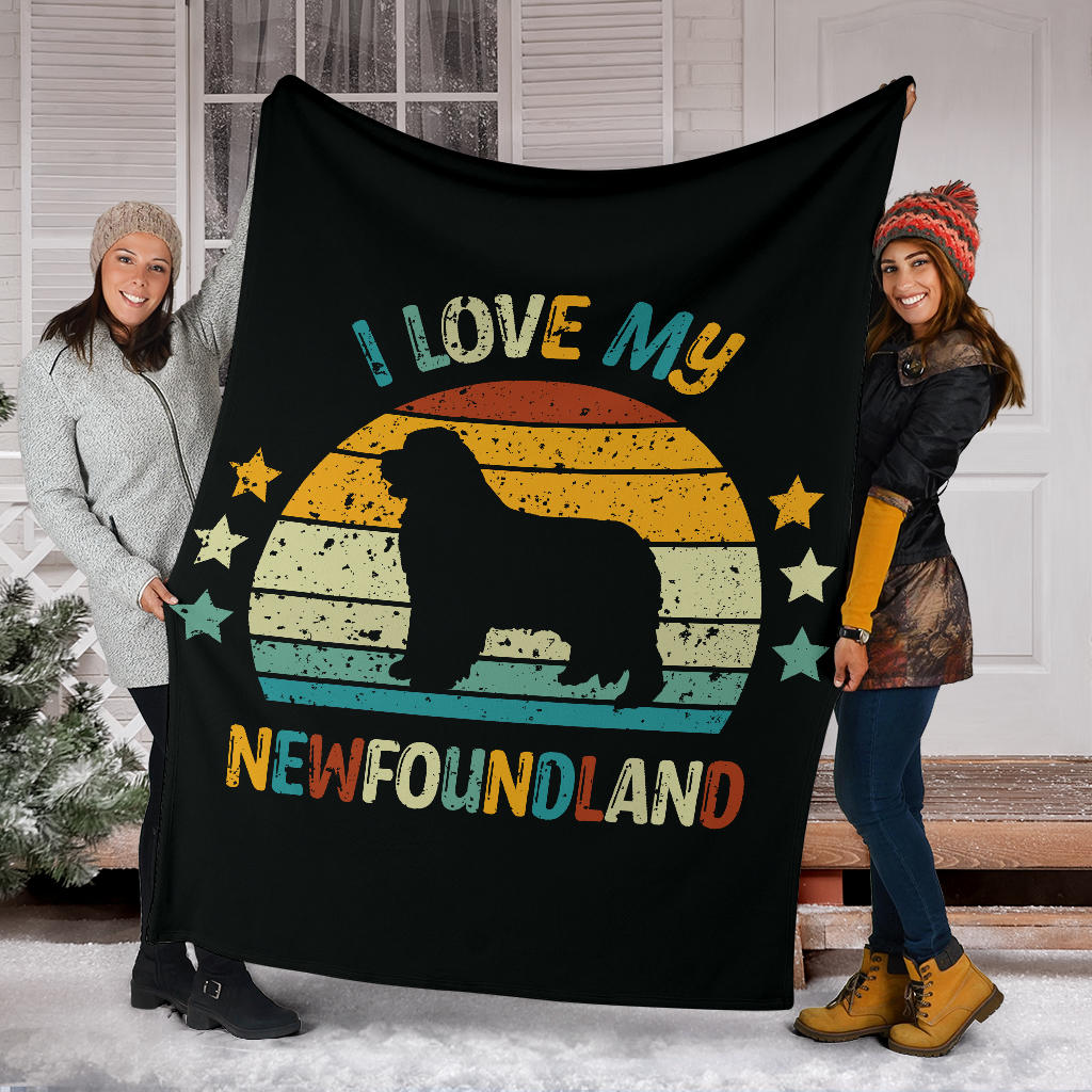 Newfoundland Blanket, Newfoundland Retro Blanket, Newfoundland Throw Blanket, Newfoundland Gifts