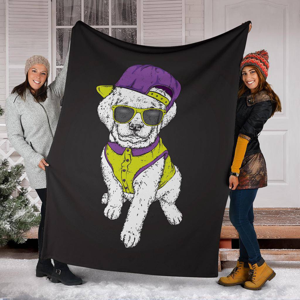 Labrador Retriever Premium Blanket, Cool Cap Puppy Cartoon Style Drawing - Top Content | POD Collection | Free Shipping