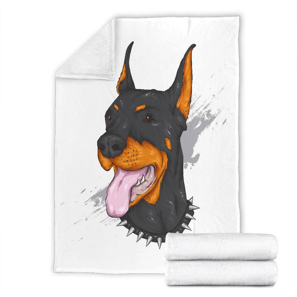 Premium Blanket Doberman Dog Cool Cartoon Portrait - Top Content | POD Collection | Free Shipping