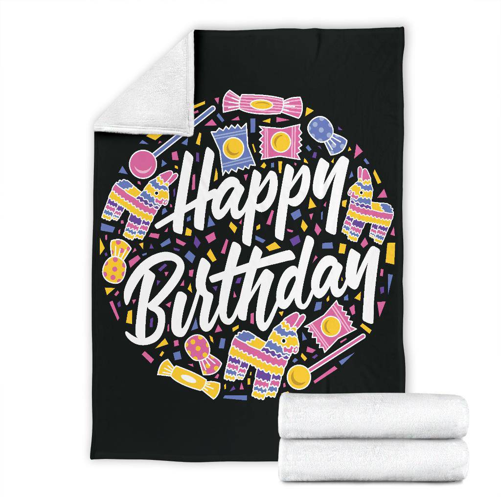 Happy Birthday Greeting Candies Circle Premium Blanket - Top Content | POD Collection | Free Shipping