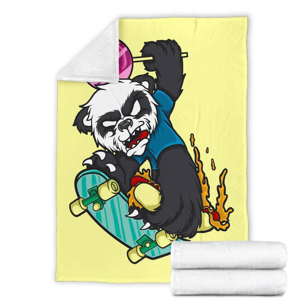 Cool Panda On Skateboard Cartoon Drawing Premium Blanket - Top Content | POD Collection | Free Shipping