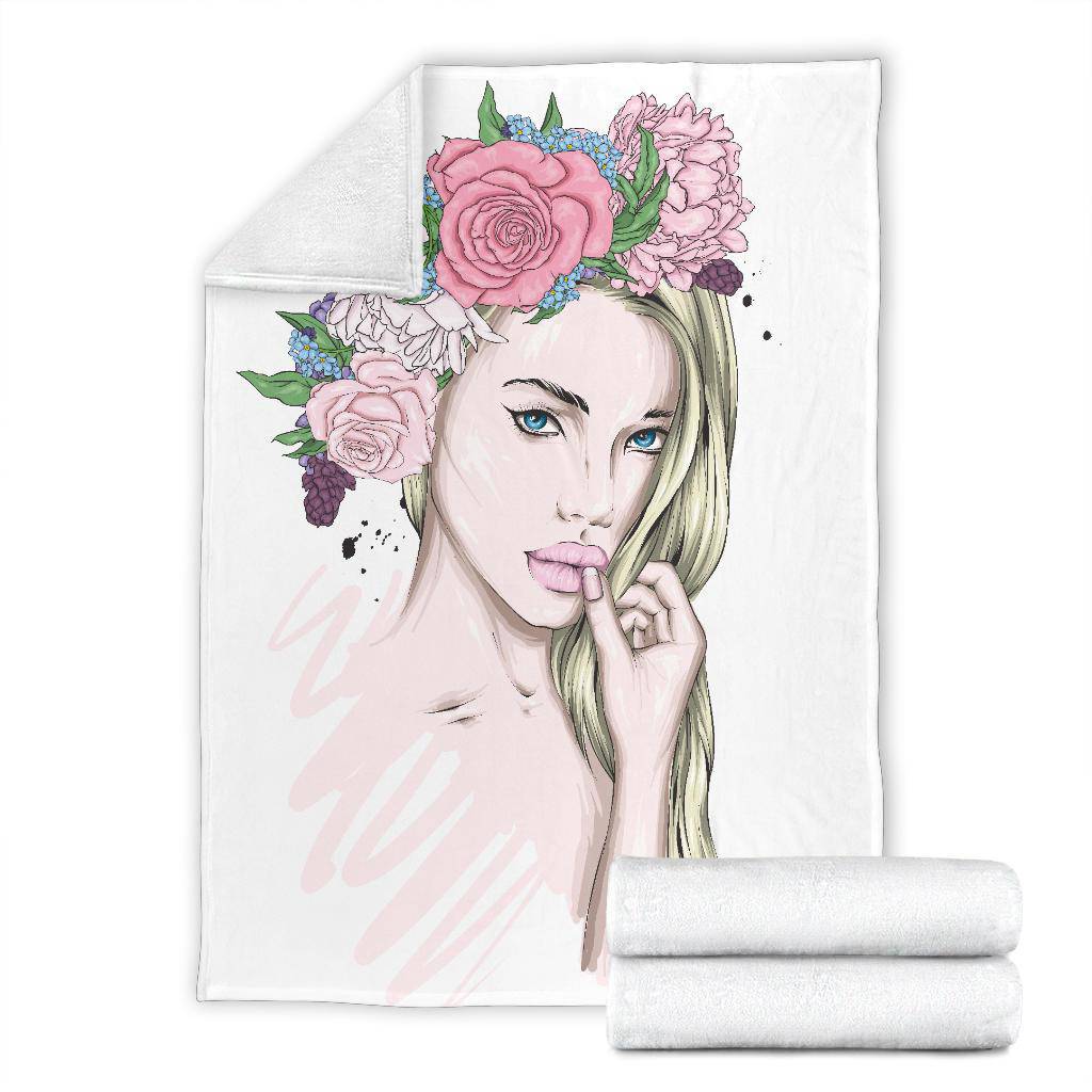 Beautiful Flower Wreath Girl Premium Blanket - Top Content | POD Collection | Free Shipping