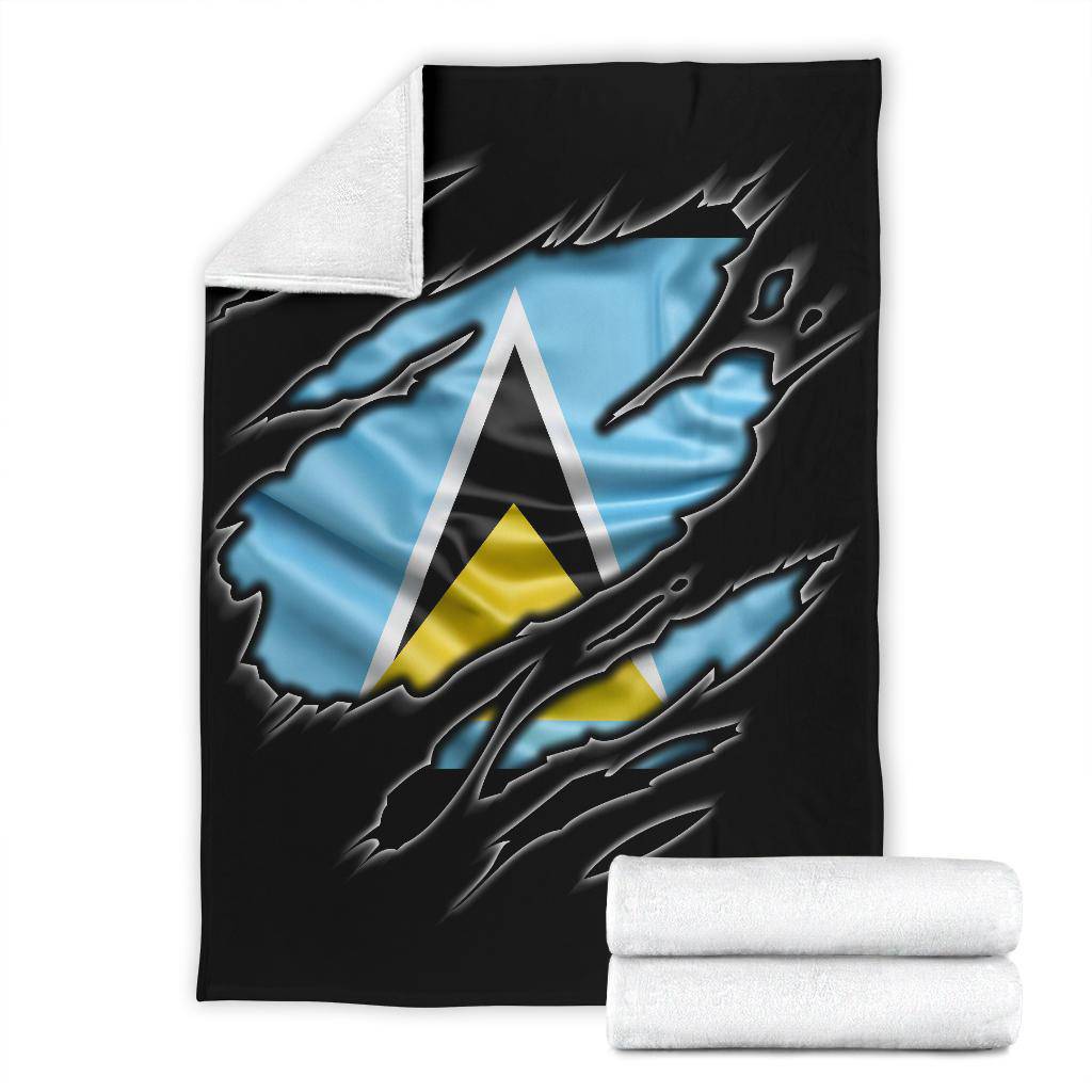 Saint Lucia Flag Premium Blanket - Top Content | POD Collection | Free Shipping