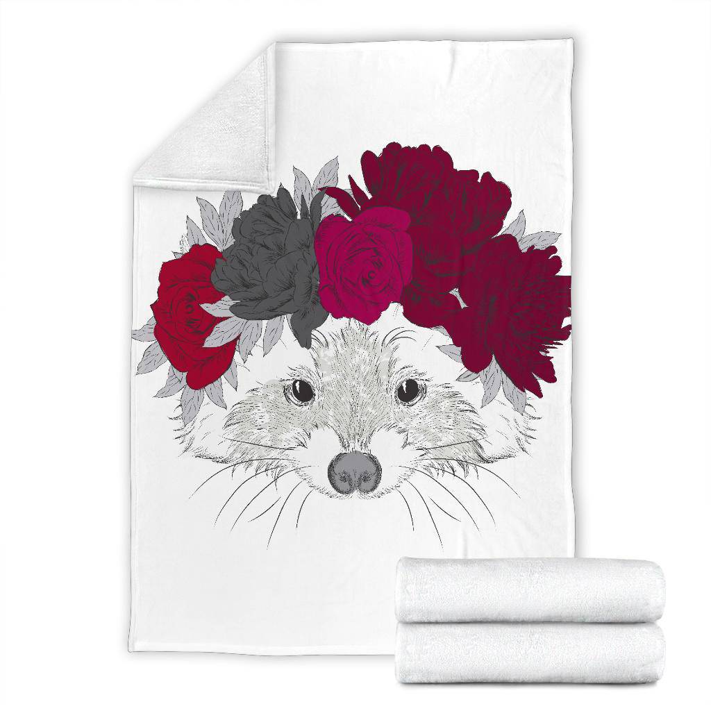 Beautiful Racoon Wreath with Flowers on head Premium Blanket - Top Content | POD Collection | Free Shipping