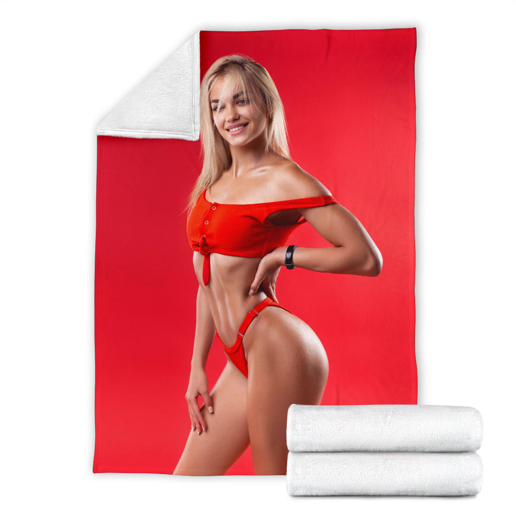 christmas blond girl for a present blanket - Top Content | POD Collection | Free Shipping