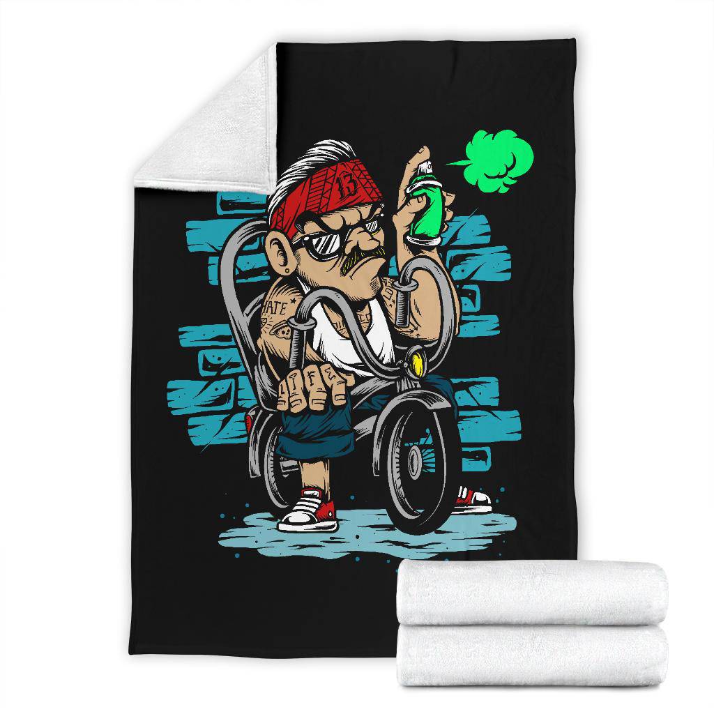 Bicycle Gangster Cool Hand Drawn Graffiti Illustration Premium Blanket - Top Content | POD Collection | Free Shipping