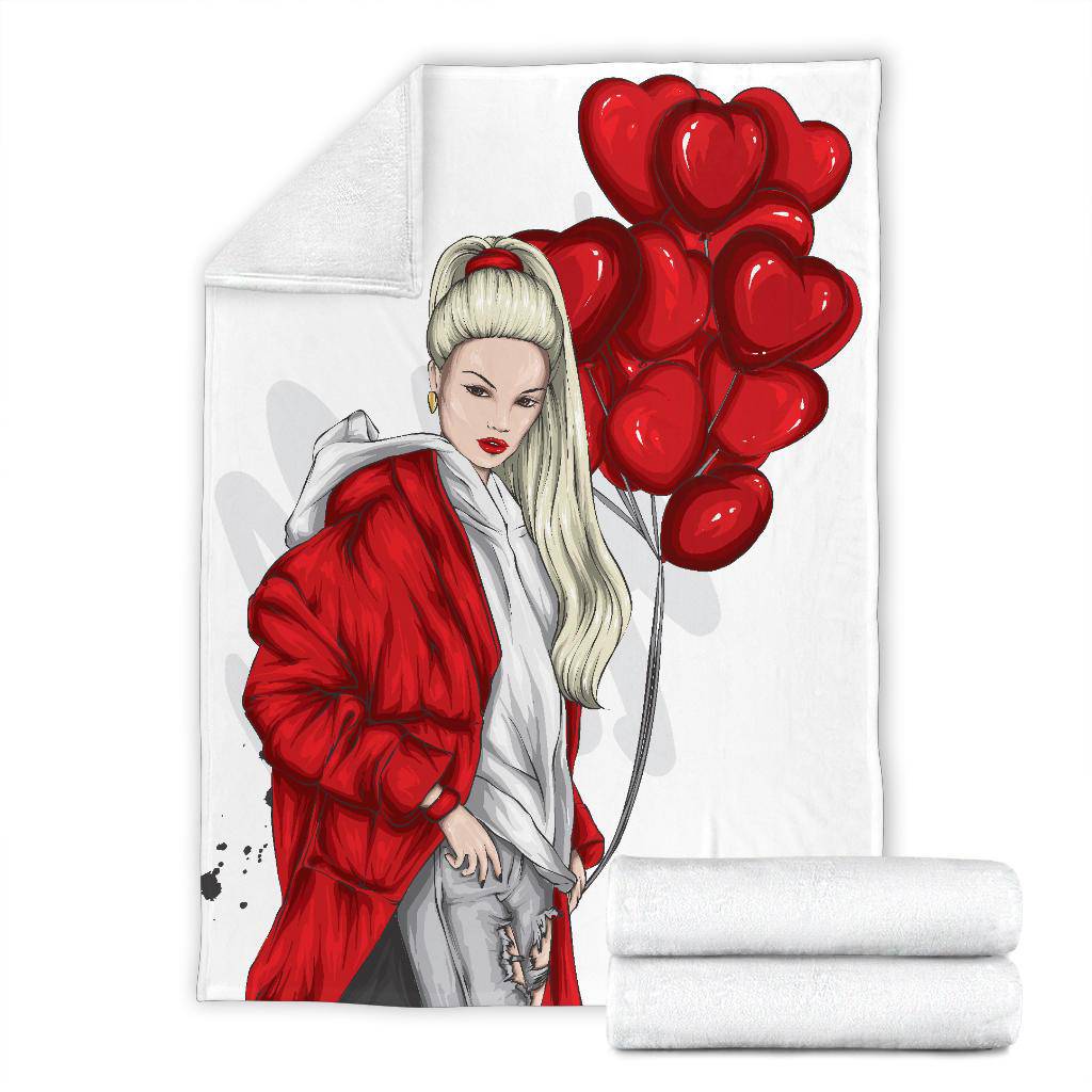 Beautiful Heart Ballon Girl Premium Blanket - Top Content | POD Collection | Free Shipping