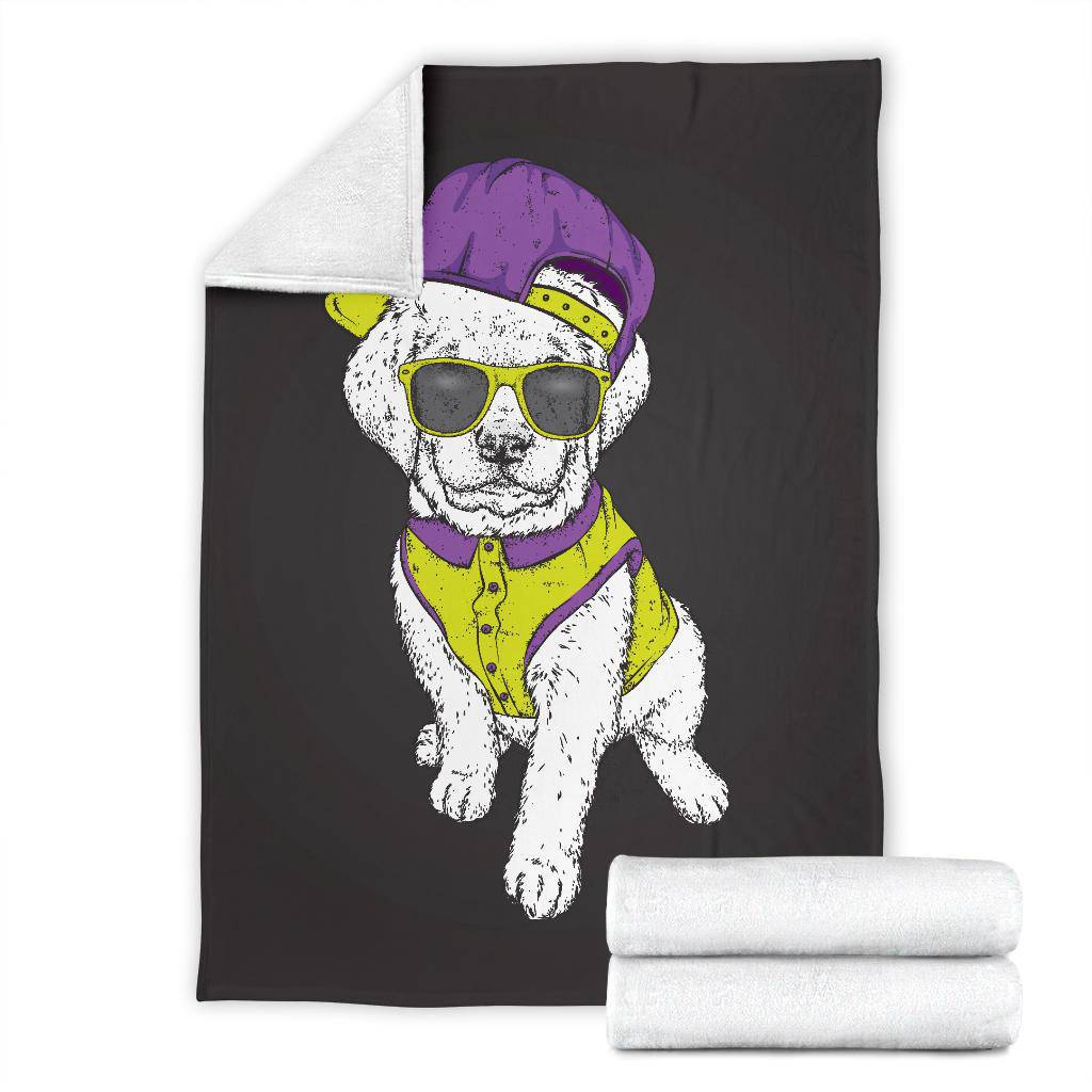 Labrador Retriever Premium Blanket, Cool Cap Puppy Cartoon Style Drawing - Top Content | POD Collection | Free Shipping