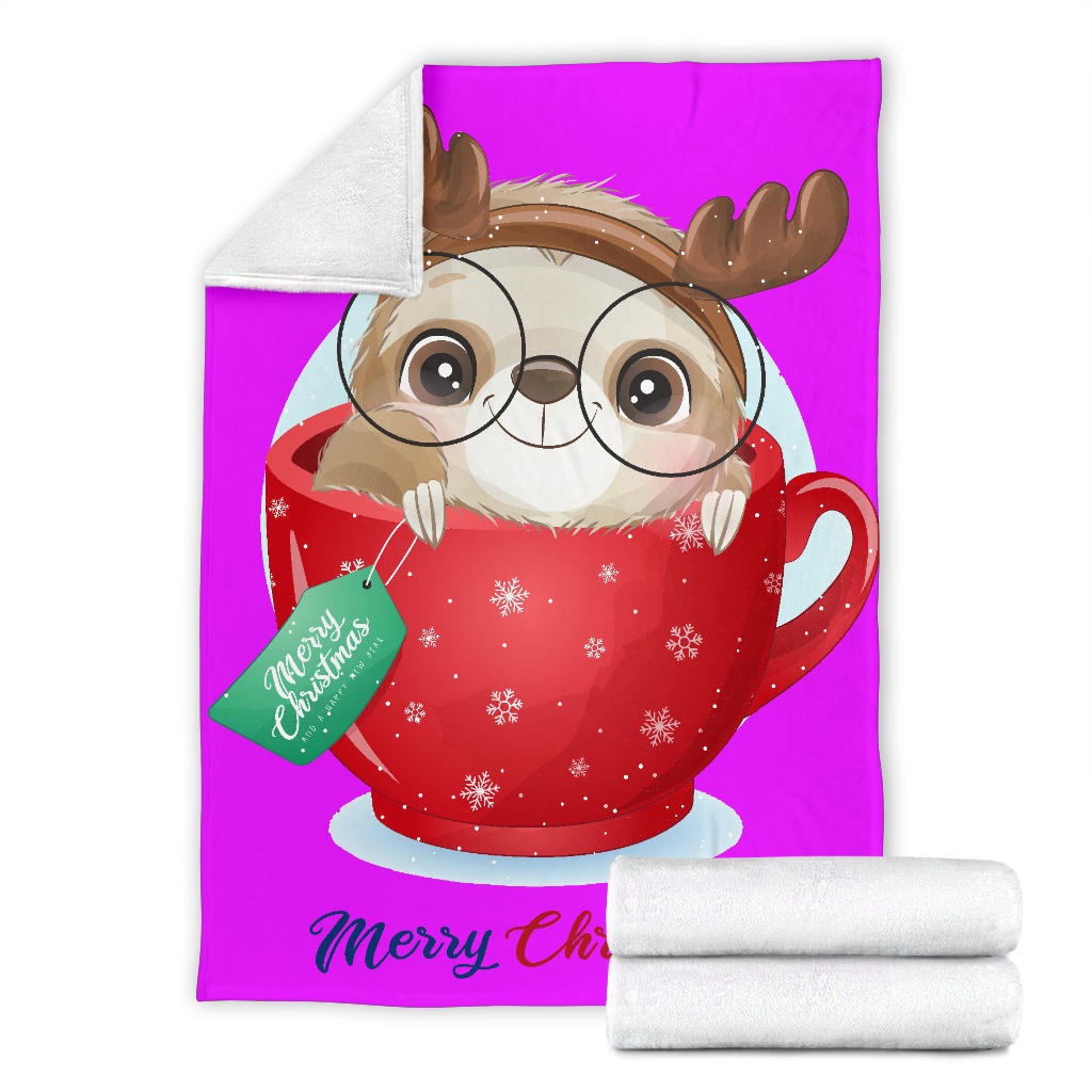 cute doodle sloth christmas day with watercolor pink blanket - Top Content | POD Collection | Free Shipping