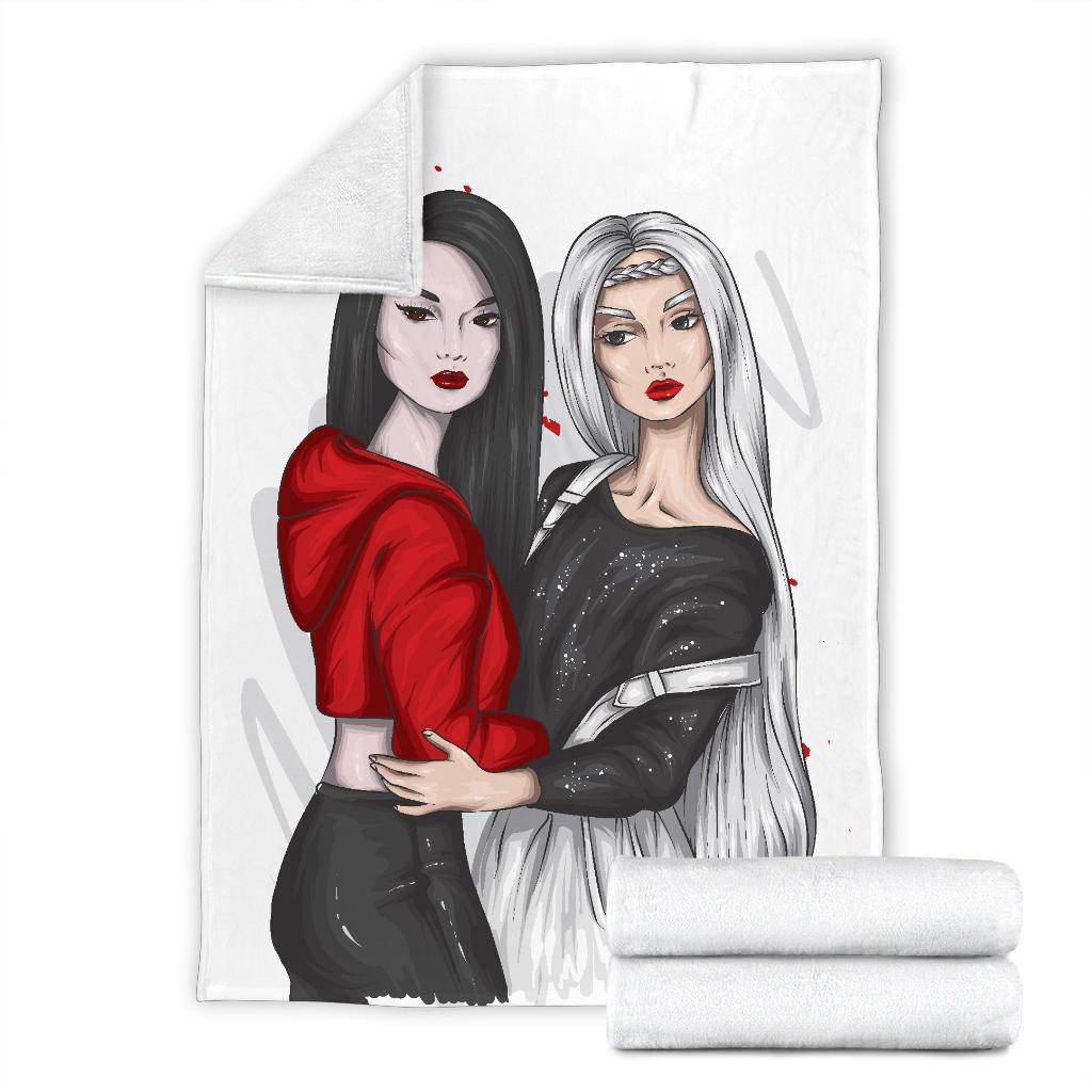 Premium Blanket Beautiful Girlfriends In Stylish Clothes Vector - Top Content | POD Collection | Free Shipping