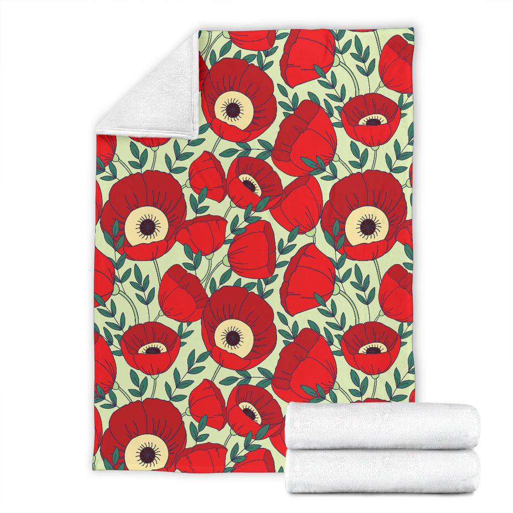 Beautiful Poppie Flowers Plants Premium Blanket - Top Content | POD Collection | Free Shipping