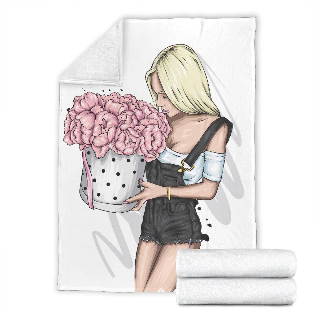 Beautiful Pink Flower Girl Premium Blanket - Top Content | POD Collection | Free Shipping