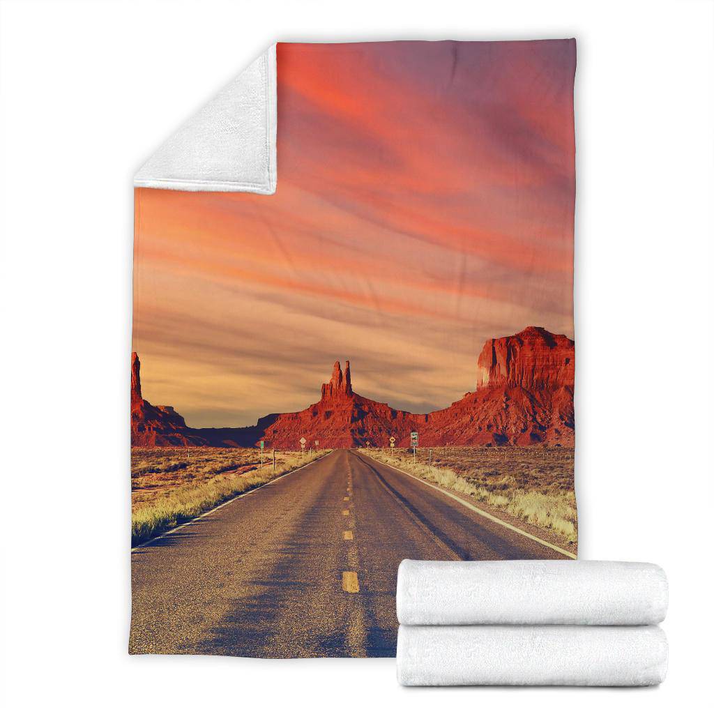 Road Monument Valley Sunset USA Photography Premium Blanket - Top Content | POD Collection | Free Shipping