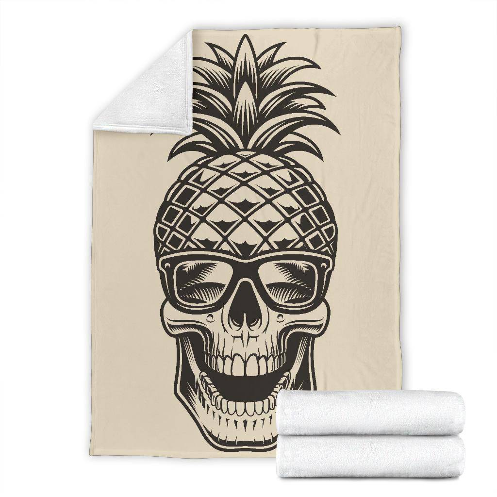 Premium Blanket Pineapple Skull Cool Illustration Cartoon - Top Content | POD Collection | Free Shipping