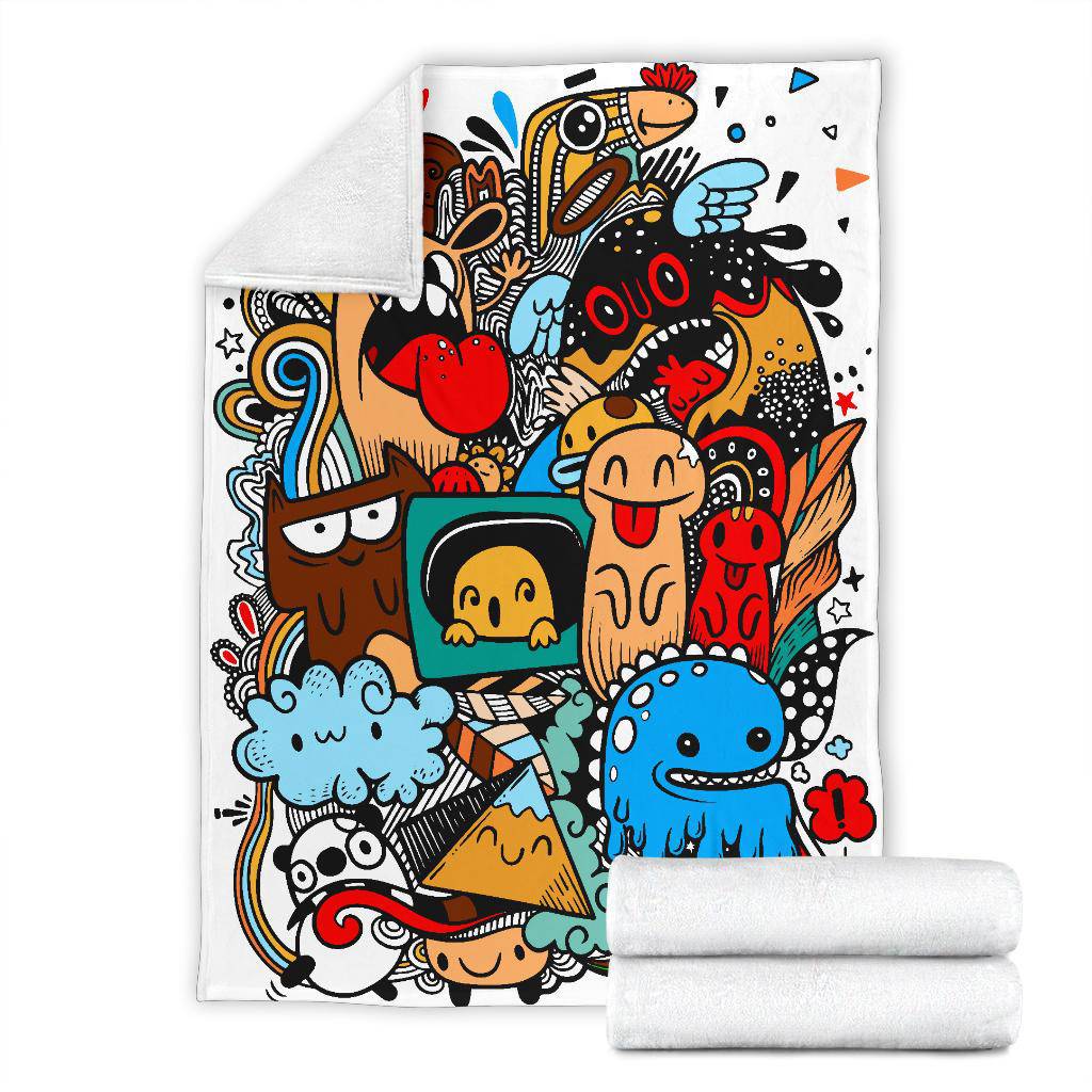 Funny Monster Drawing Graffiti Premium Blanket - Top Content | POD Collection | Free Shipping